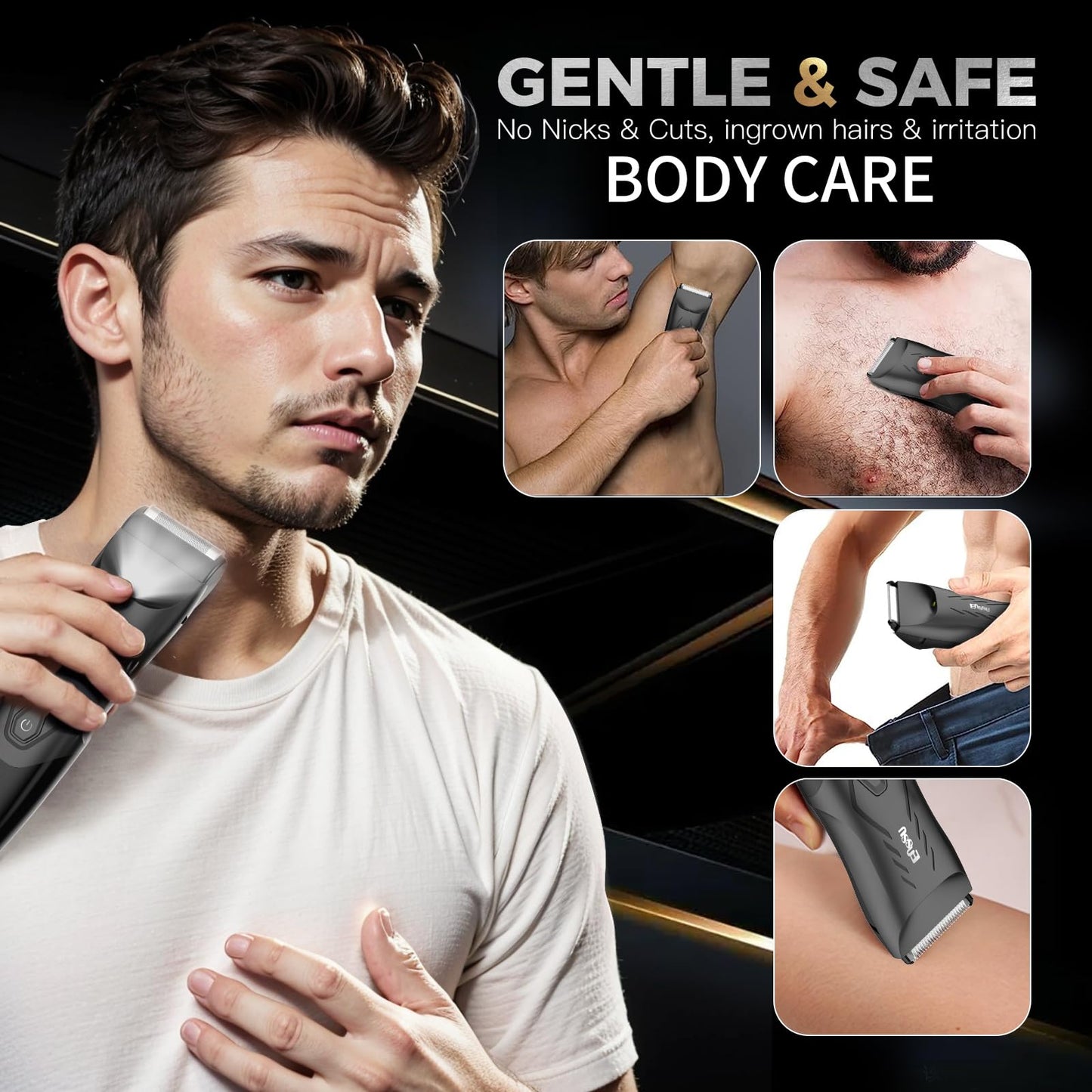 ENSSU 2-in 1 Body Hair Trimmers for Men, Pubic Groin Hair Trimmer for Men