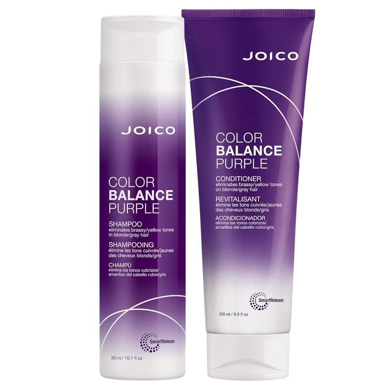 Joico Color Balance Purple Shampoo & Conditioner - Eliminate Brassy Tones | Boost Vibrancy & Shine | UV Protection with Rosehip Oil & Green Tea Extract