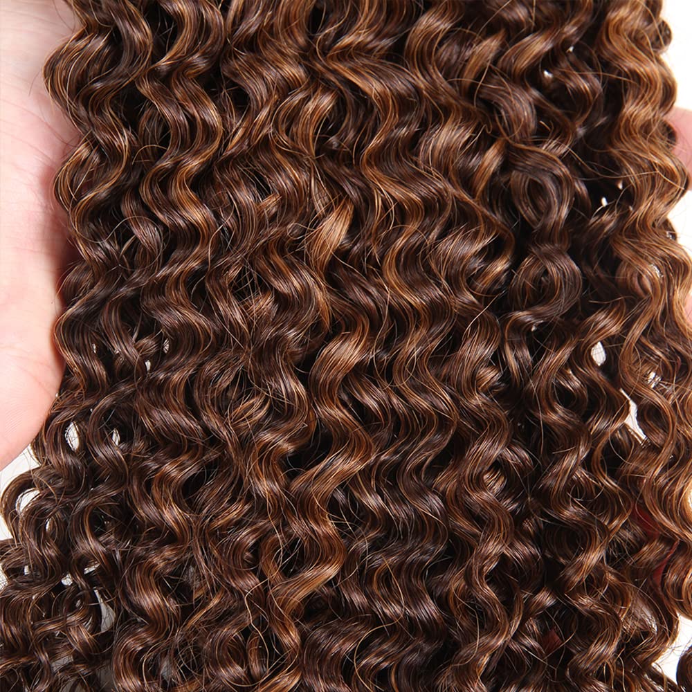 Braizlian Virgin Hair 3 Bundles - Dark Brown & Honey Blonde Ombre Water Wave Bundles - 28, 30, 32 Inch P4/30 Human Hair