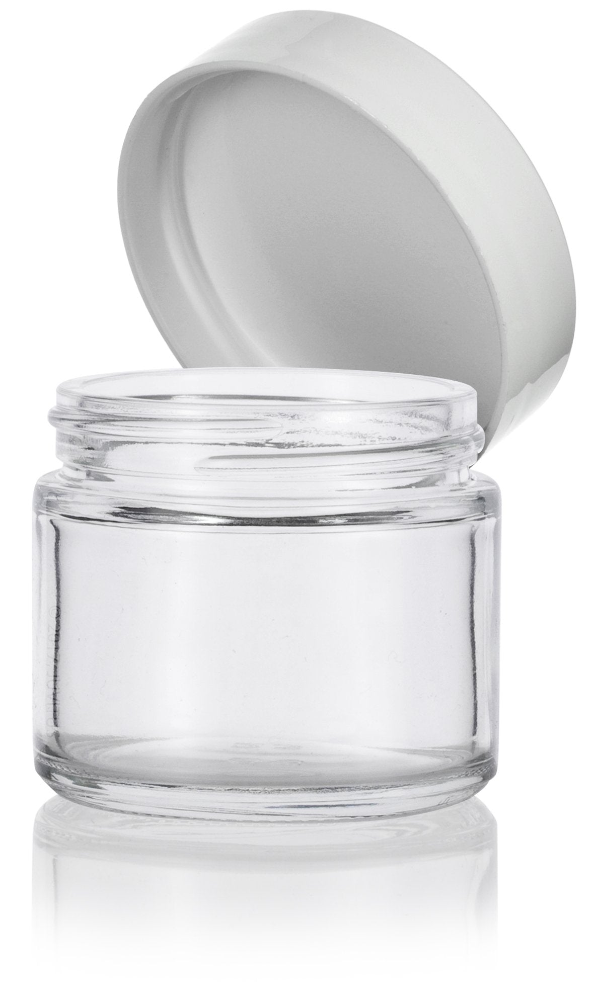 2 oz Clear Glass Jar with White Smooth Lined Lids (12 Pack)