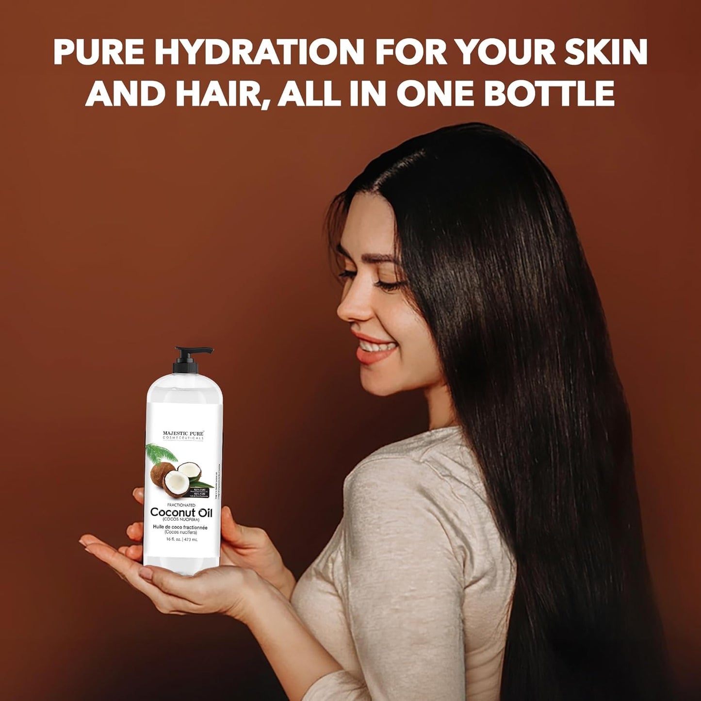 Fractionated Coconut Oil for Relaxing Massage | Moisturizer for Skin, Hair & Lips - 16 fl oz