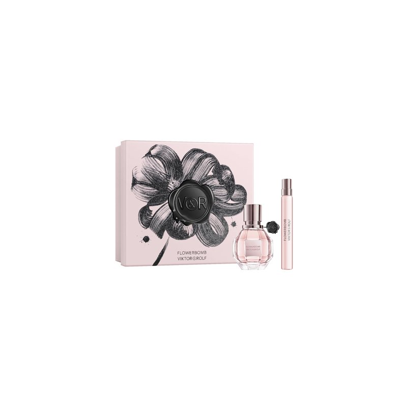 Viktor&Rolf - Flowerbomb Eau de Parfum - Women's Perfume Travel Set - Floral & Woody - With Notes of Rose, Peony & Patchouli - Full Size Perfume, 1 Fl Oz, Travel Size Perfume, 0.3 Fl Oz