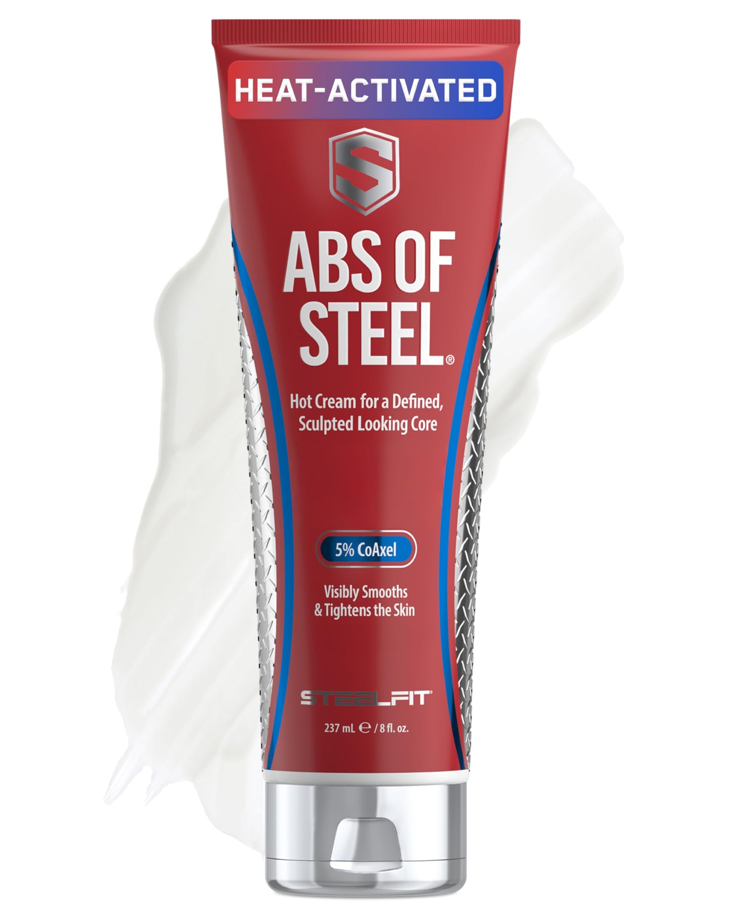 SteelFit Abs of Steel Maximum Definition Cream - Skin Tightening, Toning & Firming Lotion for Sculpting Abs - L-Carnitine Pre & Post Workout Supplement for Men & Women - Non-Greasy Formula, 8 Ounces