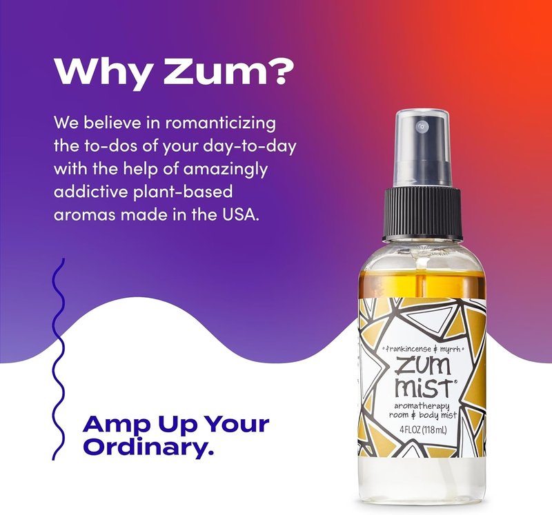 Indigo Wild Zum Mist Room & Body Spray - Aromatherapy Essential Oil Mist - Frankincense & Myrrh Scent | 4 fl oz (2 Pack)