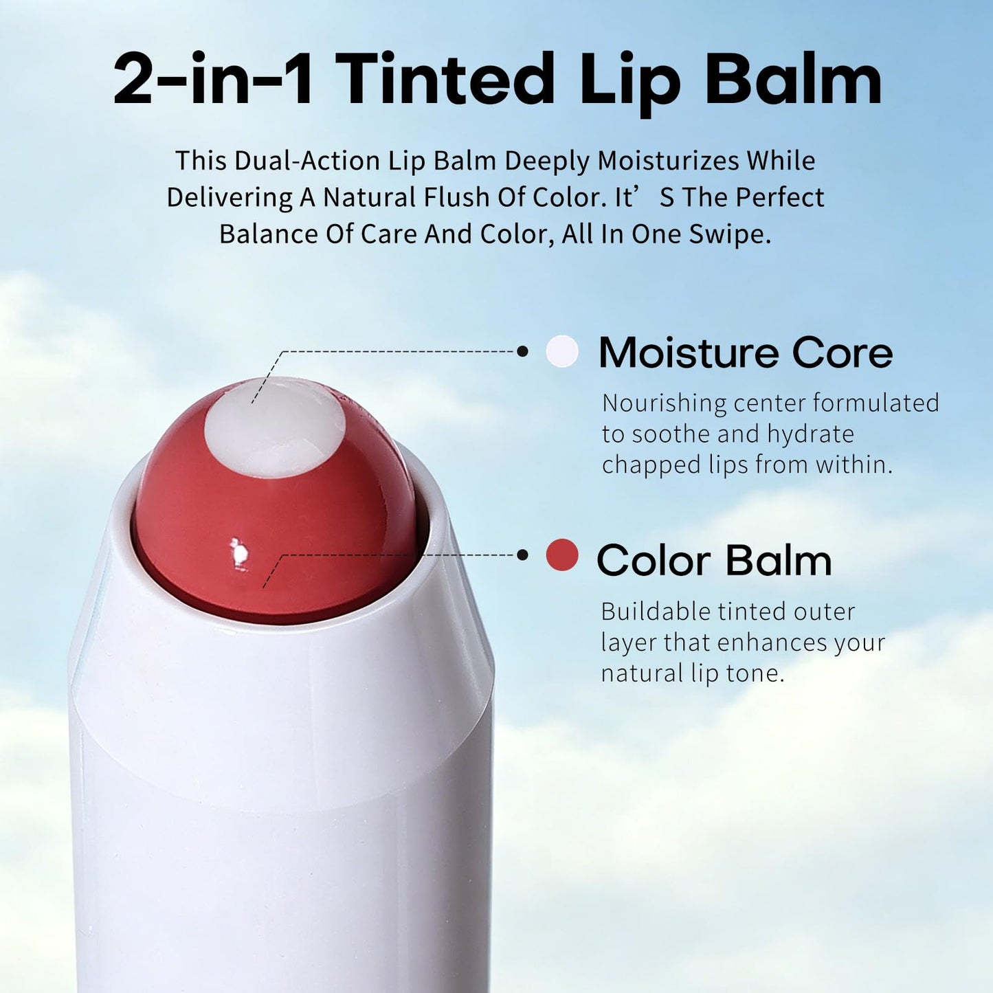 bayfree Plumping Tinted Lip Balm for Dry Lips, Long Lasting Hydrating Chapstick with Jojoba Seed Oil & Vitamin E, Buildable Color Lipbalm, Glossy Finish, Vegan for All Skin Tones, Tang Peony
