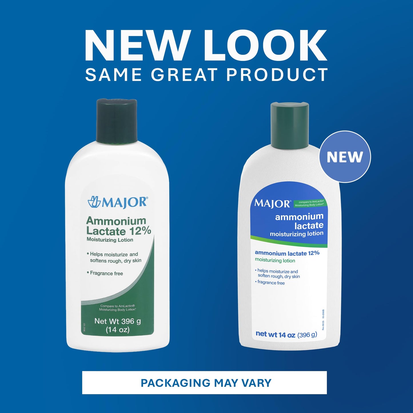 Major Ammonium Lactate 12% Moisturizing Lotion - Lactic Acid Lotion - Helps Moisturize and Soften Rough, Dry Skin - Daily Body Lotion - Fragrance-Free - 14 Oz (2 Pack)
