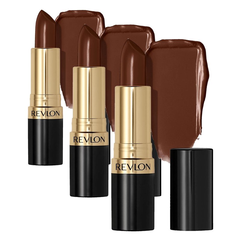REVLON Lipstick, Super Lustrous Lipstick, Creamy Formula For Soft, Fuller-Looking Lips, Moisturized Feel in Nudes & Browns, Choco-Liscious (665) 0.15 oz (Pack of 3)