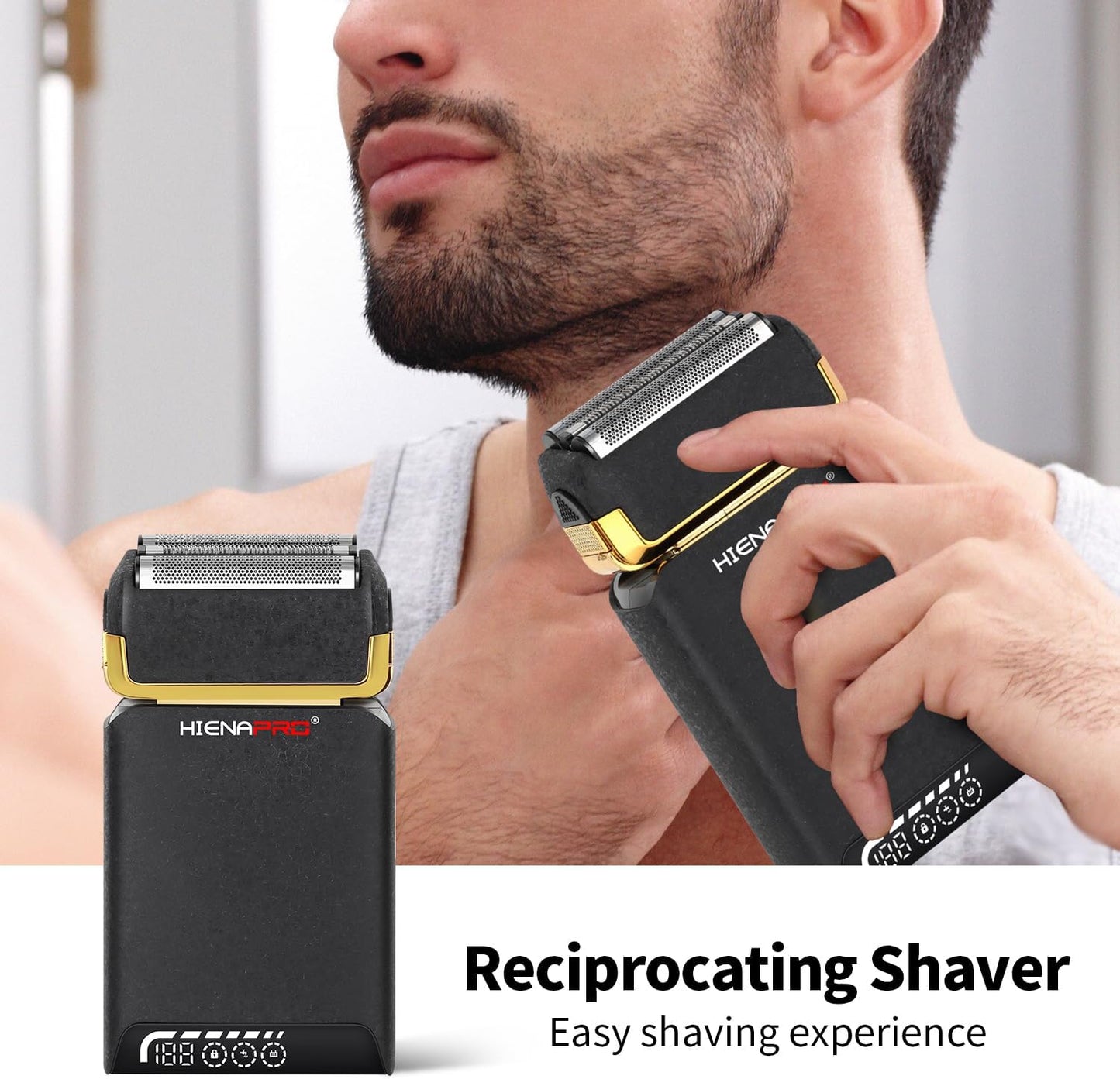 HIENA PRO Foil Shaver for Men - USB Rechargeable Electric Razor with LCD Display & Dual Blades | Cordless Shaving Device