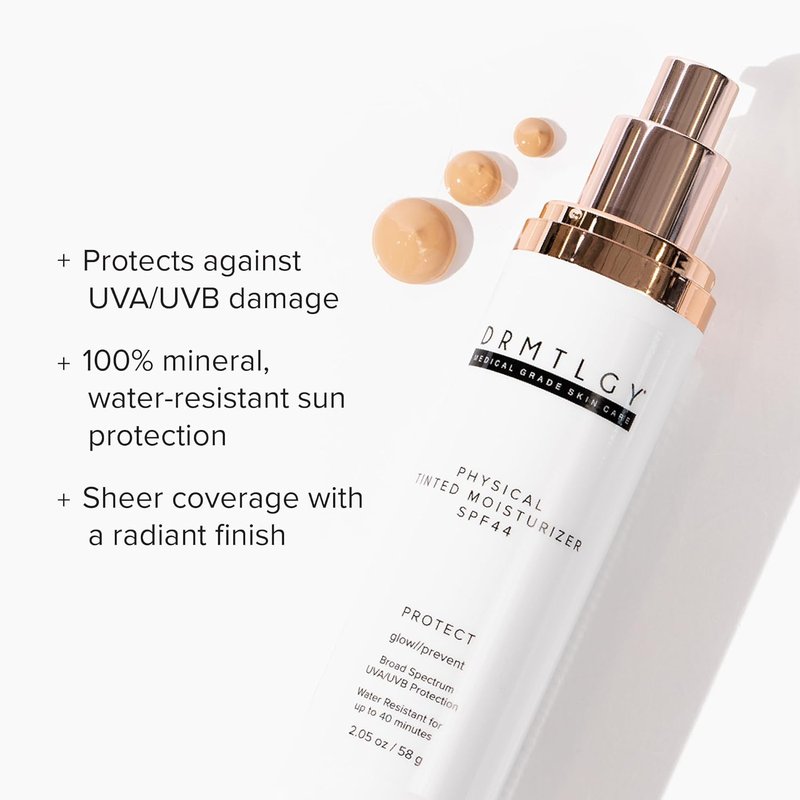 DRMTLGY Tinted Moisturizer with SPF 44 - Universal Tint Mineral Sunscreen & Foundation | 2.05 oz