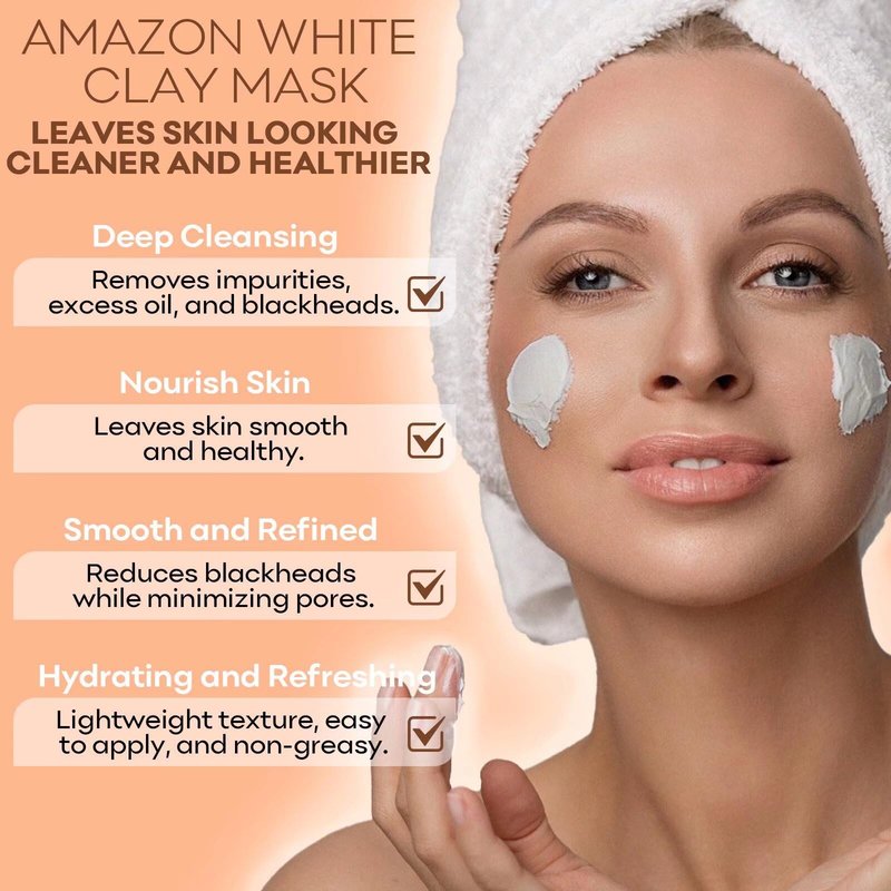 SYABO Amazonian White Clay Refreshing Pore Mask, Blackhead Remover for Face, Resurfacing Mask 200ml (7.05 Fl Oz)