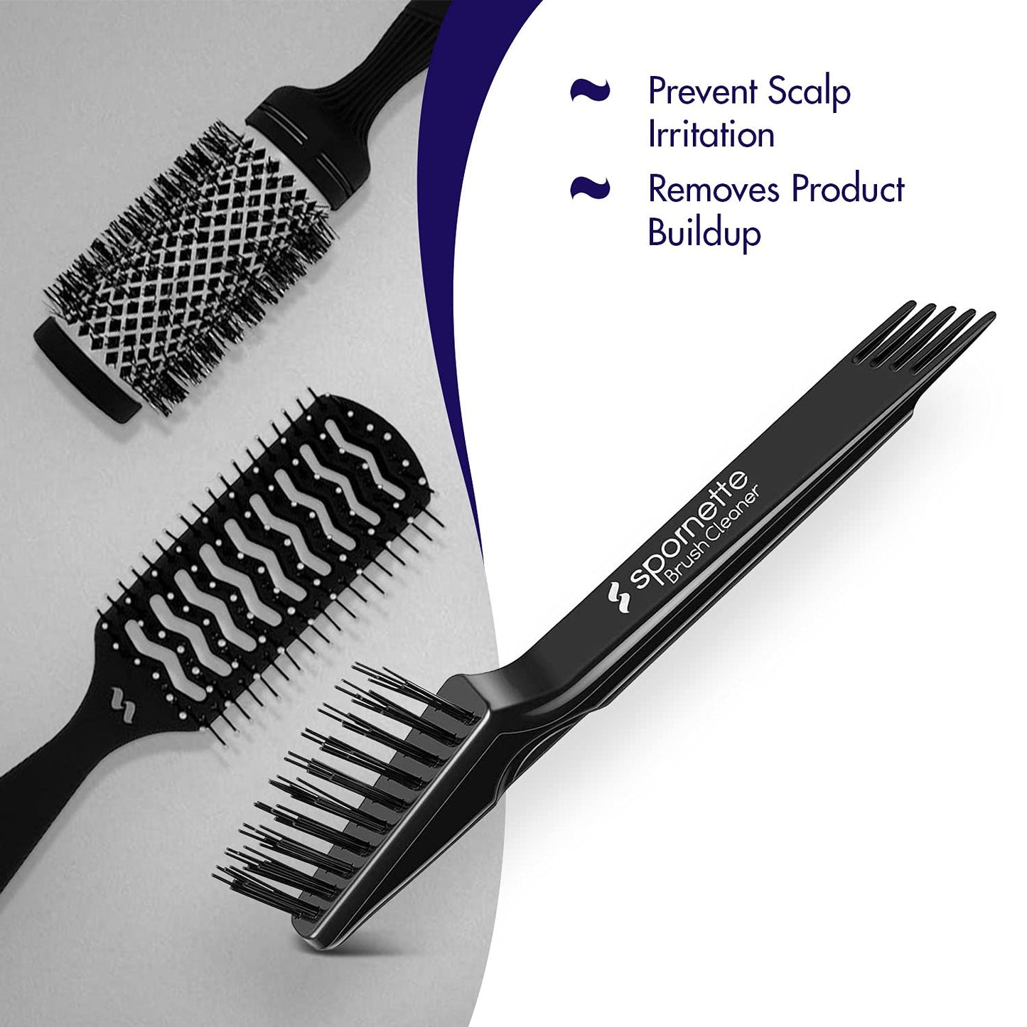 Spornette DeVille Cushion Paddle Boar Bristle Bundle with Hair Brush Cleaner