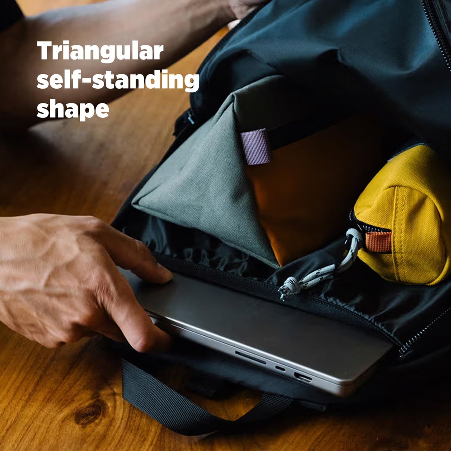 Topo Designs Dopp Kit - Travel Bag for Personal Care Essentials, Self Standing Triangular Shape, Fully Lined for Easy Cleaning, Recycled Nylon (Navy)