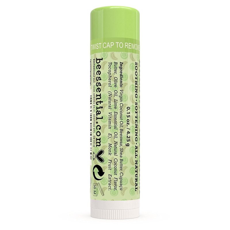 Beessential Natural Bulk Lip Balm, Coconut Lime, 18 Pack | For Men, Women, and Children. Great for Gifts, Showers, & More