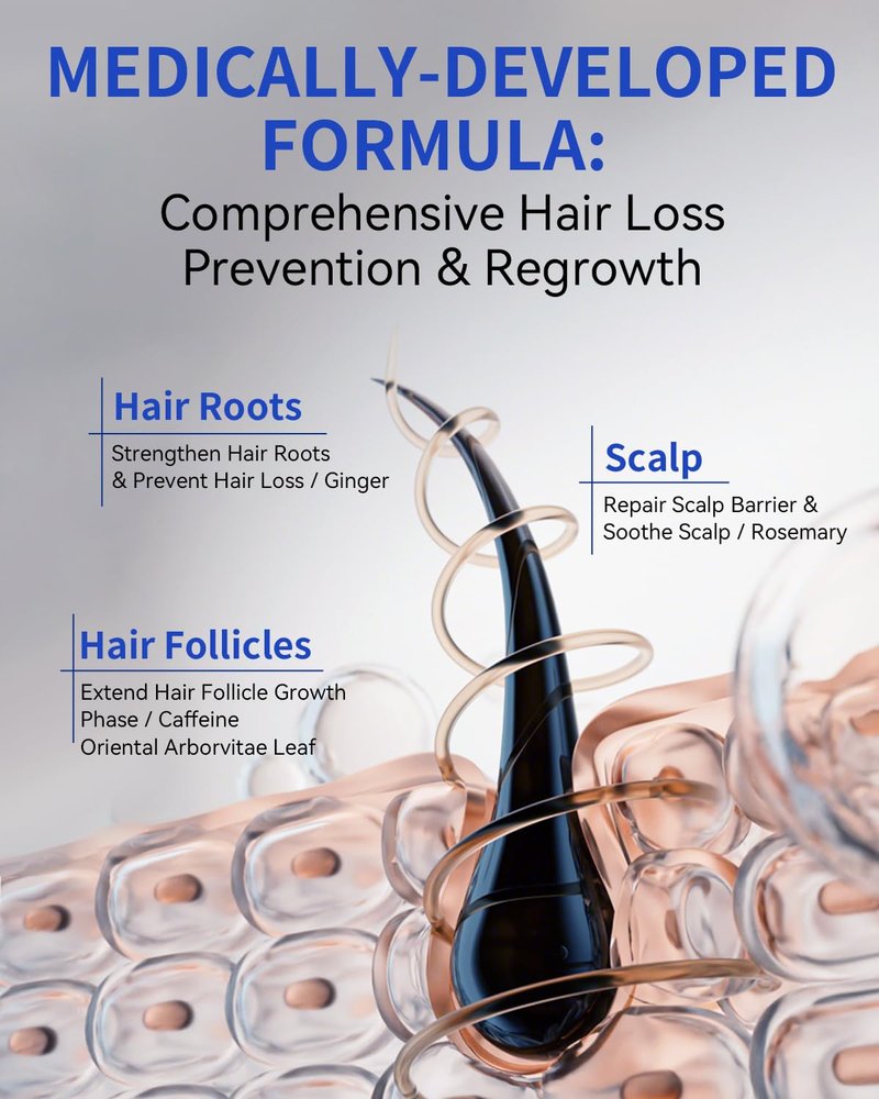 Hair Growth Serum Roll On 1.76 fl oz | Extra Large Value Pack | Fast-Absorbing, No-Rinse Scalp Care | Rosemary, Caffeine, Niacinamide & Biotin | Mother’s Day Gift for Her