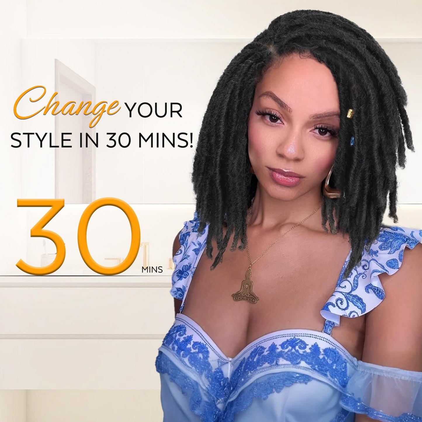 WIGNEE 120 Strands Faux Locs Crochet Hair 10 Inches Short Pre-Looped Soft Dreadlocks 6 Packs Pre-Twisted for Black Women (10 Inch, 1B)