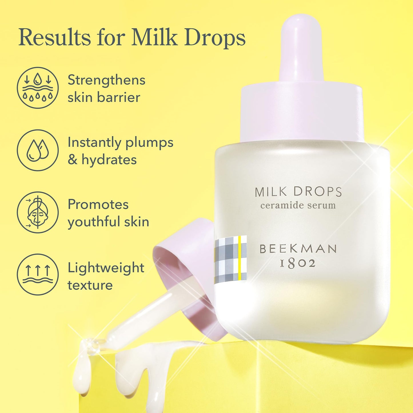 Beekman 1802 Milk Drops Ceramide Face Serum – Hydrating Barrier Serum with Goat Milk, Ceramides, Squalane & Hyaluronic Acid – Lightweight, Fragrance Free – For Oily & Acne-Prone Skin – 1 fl oz