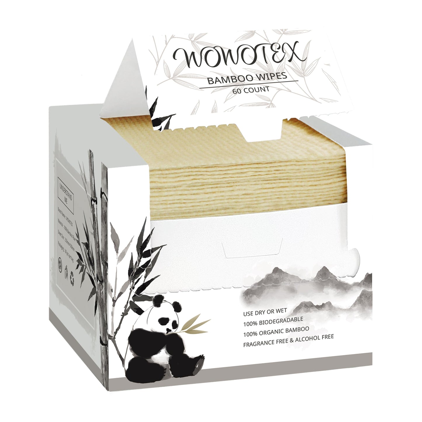 WOWOTEX Bamboo Rayon Disposable Face Towel Biodegradable Large Dry Face Wipes 240 Count / 4 Boxes Extra Thick Soft Clean Facial Towels for Sensitive Skin, Makeup Removing, Facial Cleansing, Nursing