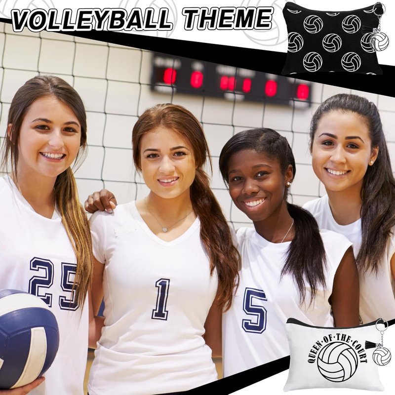 Valentine's Day Volleyball Party Favors - 33 Pcs Set with Makeup Bag & Acrylic Keychains | Perfect Gift for Sports Lovers
