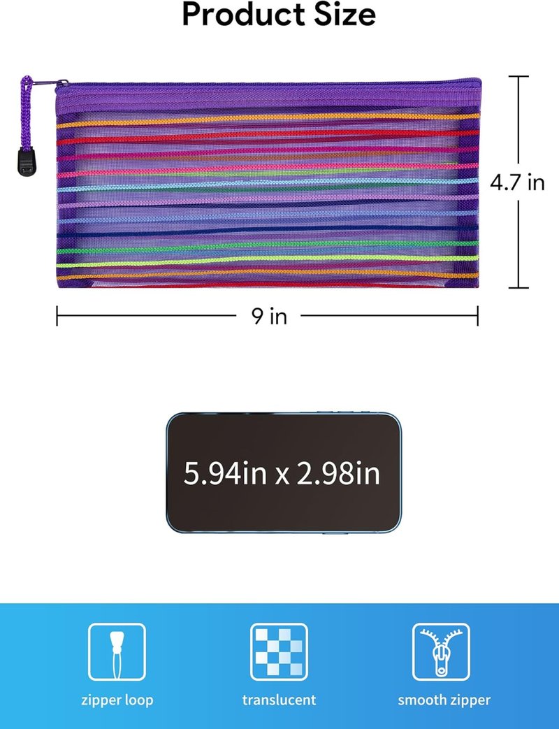 JARLINK 40-Pack Zipper Mesh Pouches | Colorful Storage for School, Office & Travel Accessories