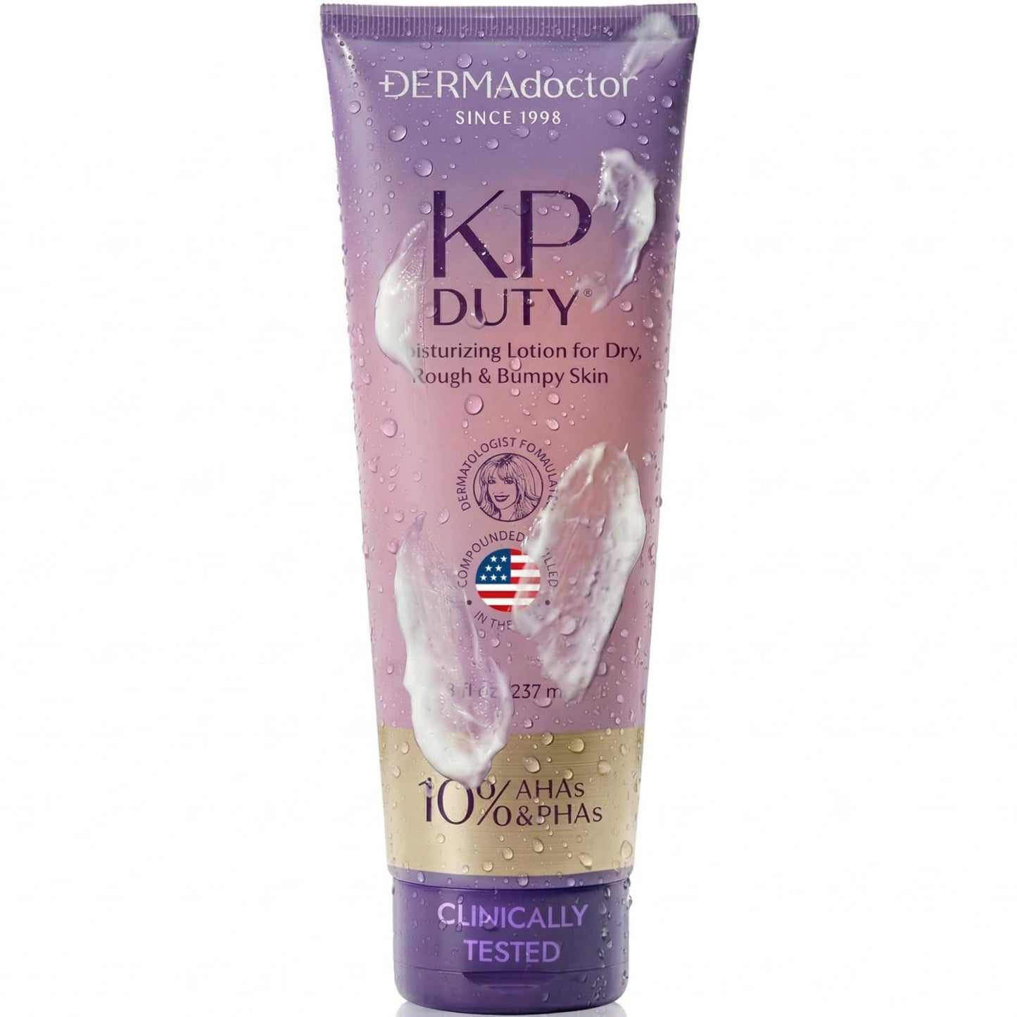 DERMAdoctor KP Moisturizing Lotion The Original Dermatologist Formulated Body Cream for Keratosis Pilaris | Treats Dry, Rough, and Bumpy Skin | Strawberry Legs Treatment | 10% AHAs + PHAs - 8 oz