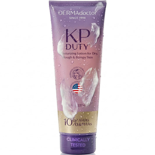 DERMAdoctor KP Moisturizing Lotion The Original Dermatologist Formulated Body Cream for Keratosis Pilaris | Treats Dry, Rough, and Bumpy Skin | Strawberry Legs Treatment | 10% AHAs + PHAs - 8 oz