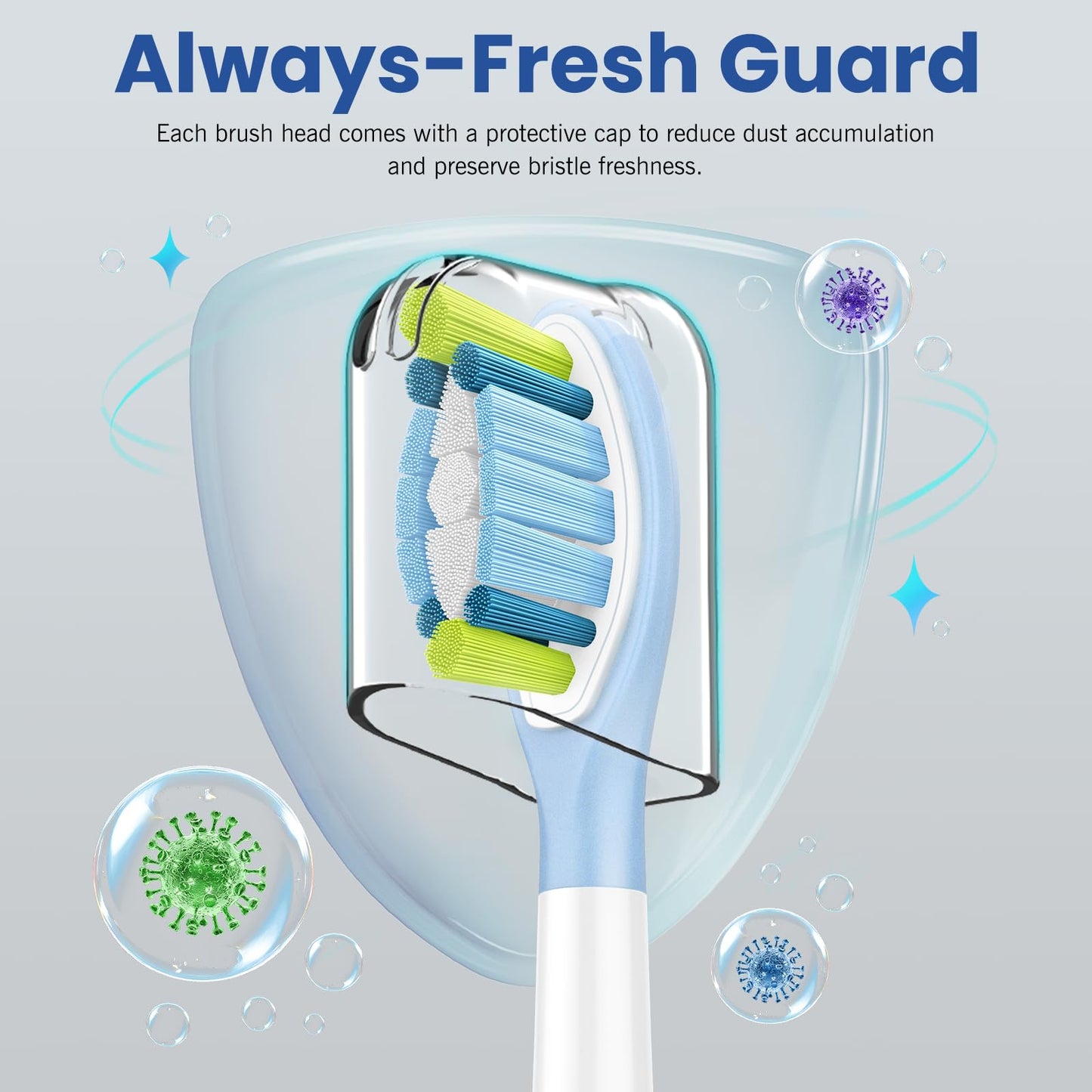 HAPPYMOMO Replacement Toothbrush Heads Compatible with Philips Sonicare DiamondClean Smart/ProtectiveClean 4100/5100/6100, C3/G3/W3/C1/C2 & Other Snap-on Models, Plaque Removal, 8 Pack