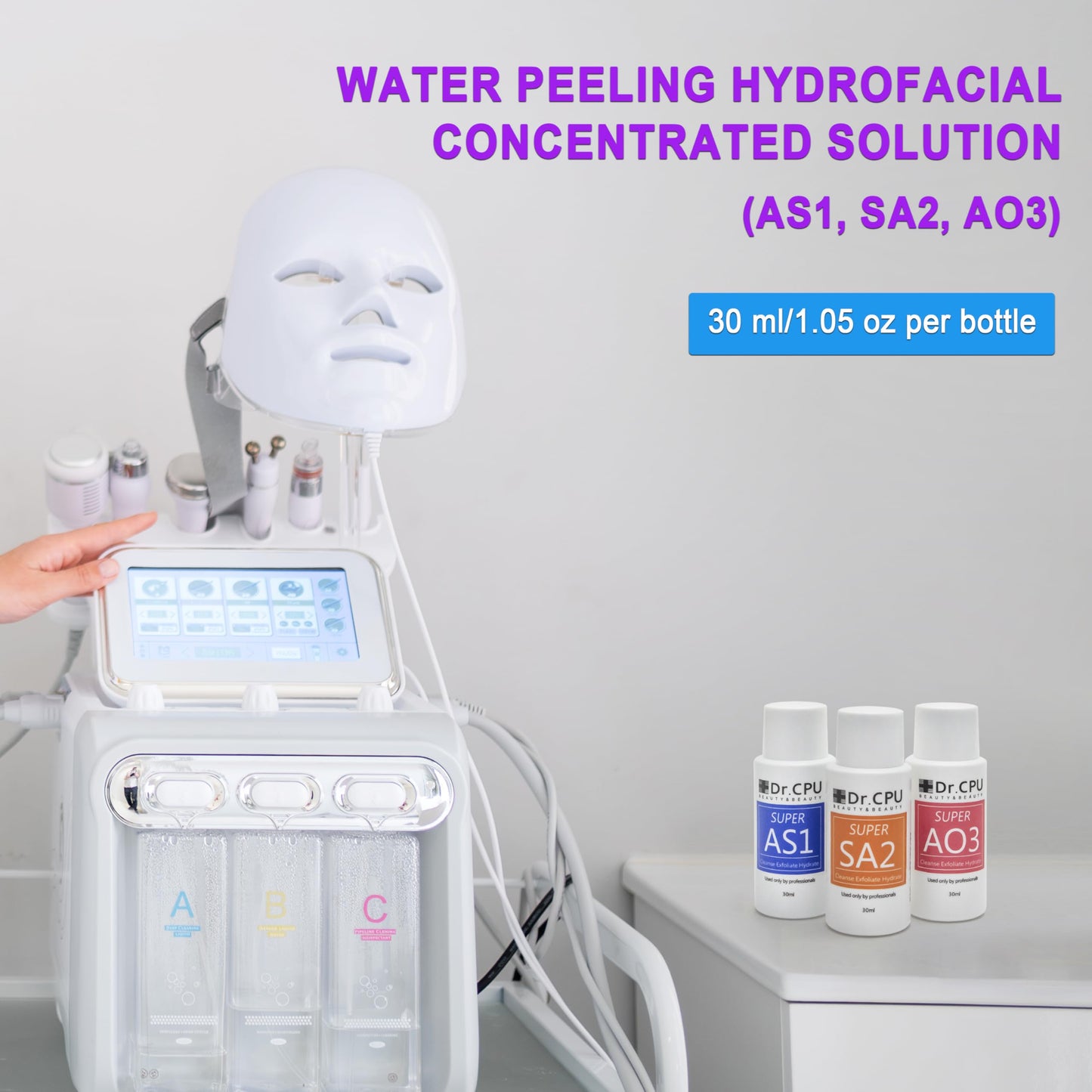 Water Peeling Aqua Peel Concentrated Solution Face cleansing and moisturizing 30ml/1.01oz Per Bottle Dilute to 800ml/27oz Solution Use AS1 SA2 AO3 3 Bottles Per Set Elitzia ETCCS123T