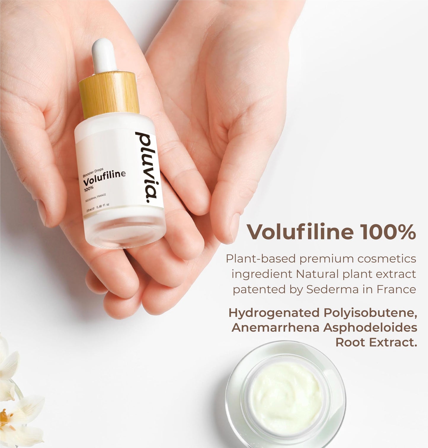 pluvia. Volufiline Ampoule Serum 100% pure from SEDERMA, France, 20ml (0.68 fl.oz) Patented Cosmetic Ingredient, Cosmetic Grade for Face and Body, Improve Skin Elasticity & Wrinkles, Boosts Collagen