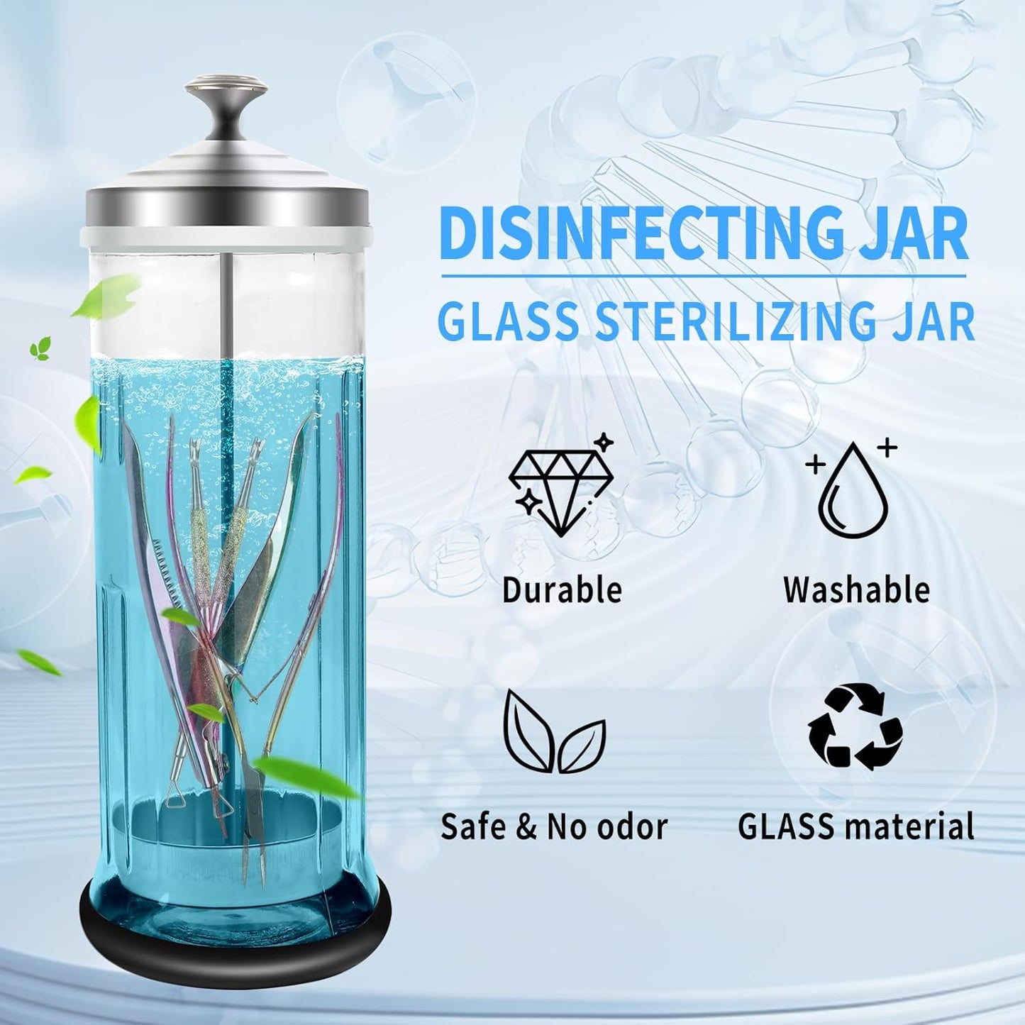 Barbicide Disinfectant Jar - 42.3 Oz Large Container for Nail Tools & Barber Shop Implements | Removable Straining Tray
