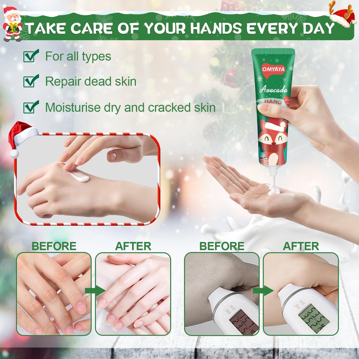 Christmas Hand Cream Gift Set - 70 Pack Mini Lotion for Dry Hands | Perfect Stocking Stuffers for Women & Coworkers