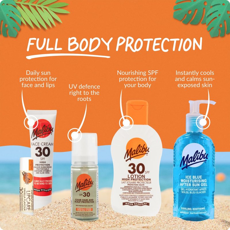 Malibu After Sun Lotion 13.5 fl oz – Cooling Aloe Vera & Vitamin E Moisturizer for Sunburn Relief, Hydrating Post Sun Care for Face & Body, Fast-Absorbing, Made in UK