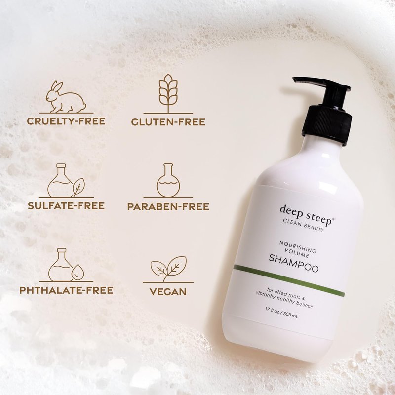 Deep Steep Weightless Moisture Shampoo, 17 oz – Hydrating Shampoo with Olive Oil, Raspberry Leaf, Argan Oil, Aloe & Glycerin – Sulfate-Free, Vegan, Clean Beauty Hair Care, Soft & Healthy Hair