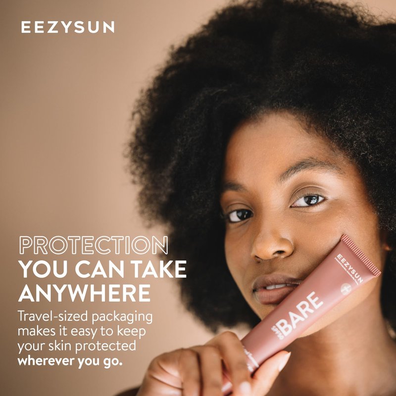 EEZYSUN BARE Tinted Sunscreen for Face SPF 50 - Non-Greasy, Weightless, Water-Resistant, Vegan & Reef-Safe Tinted Moisturizer with SPF, Hyaluronic Acid, Jojoba Oil - All Skin Types, 1.69 fl oz - Tan