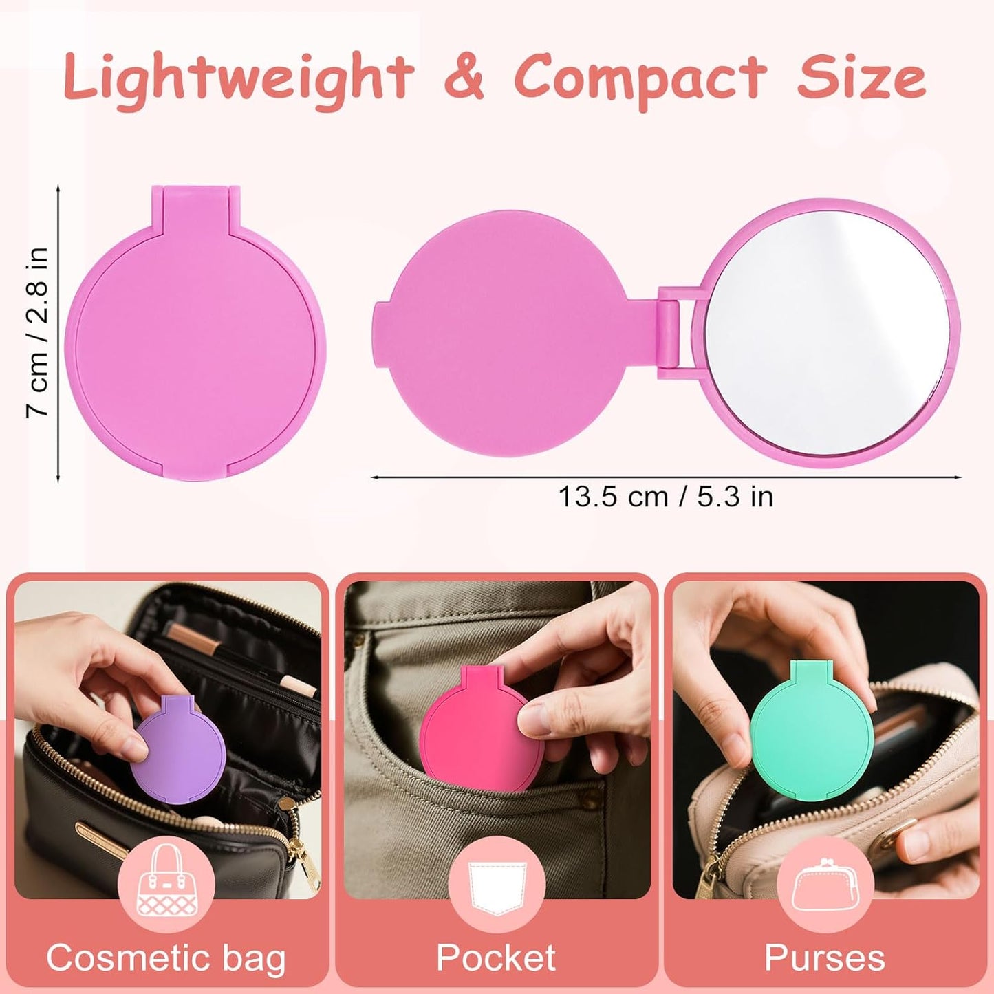 Compact Pocket Mirror Set - Mini Folding Mirrors in 6 Colors | Perfect for Travel, Gifts, and Business Trips (120-Pack)