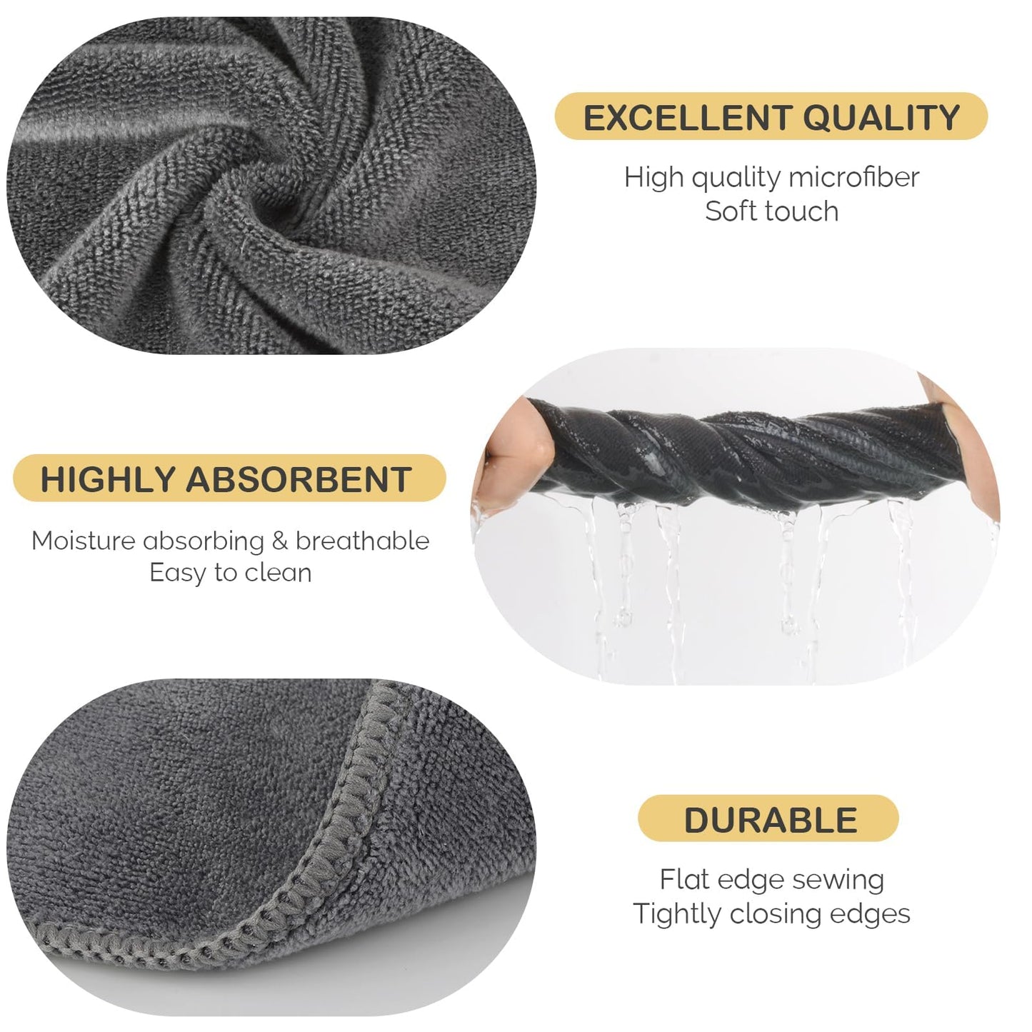 SINLAND Microfiber Reusable Face Cradle Covers,Grey,10 Pack