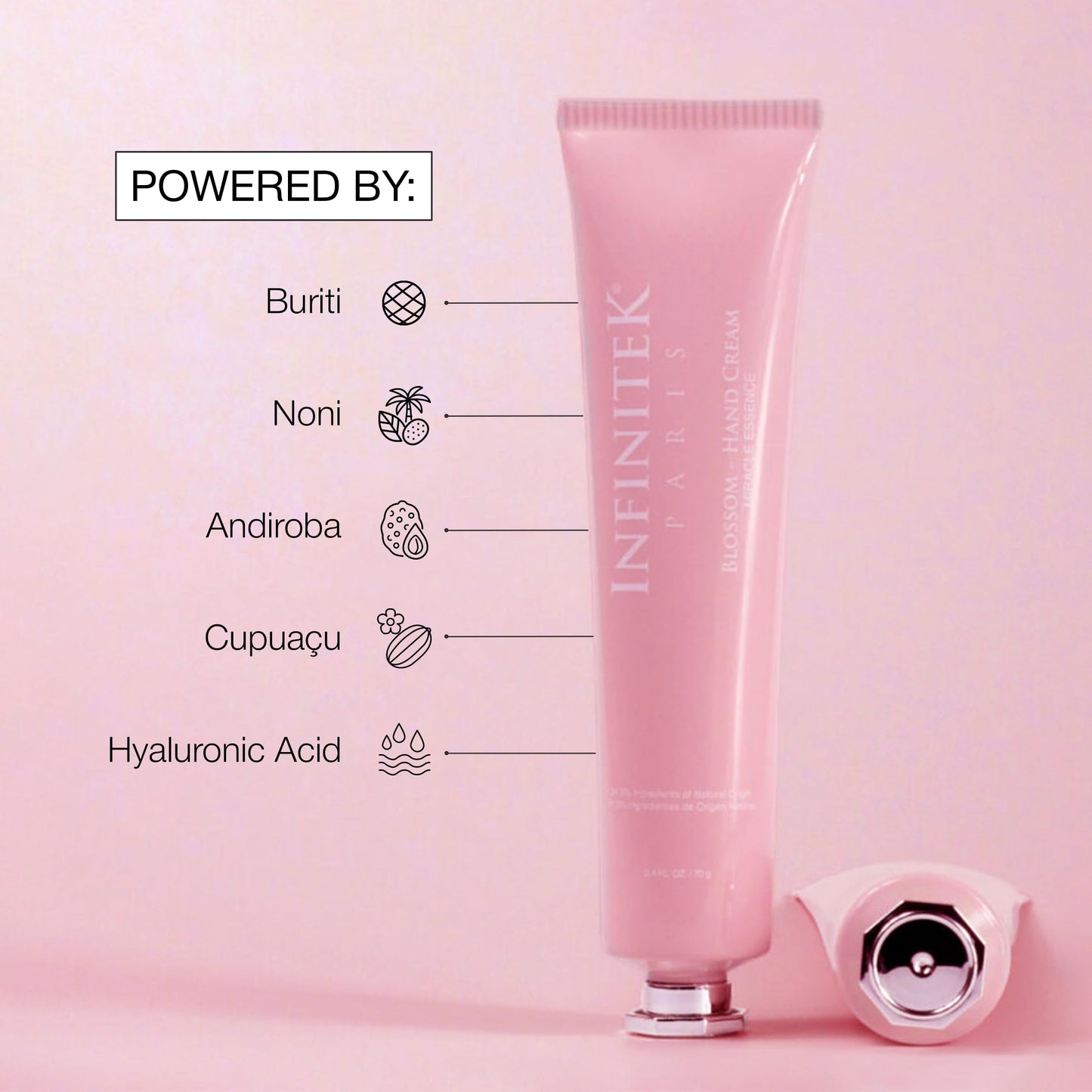 Infinitek Paris | Blossom Hand Cream - Moisturizing Cream for Dry Hands | Galentine’s Gifts & Valentine’s Day Gifts for Women | Anti Aging Hand Cream for Women | 70 g / 2.4 fl oz