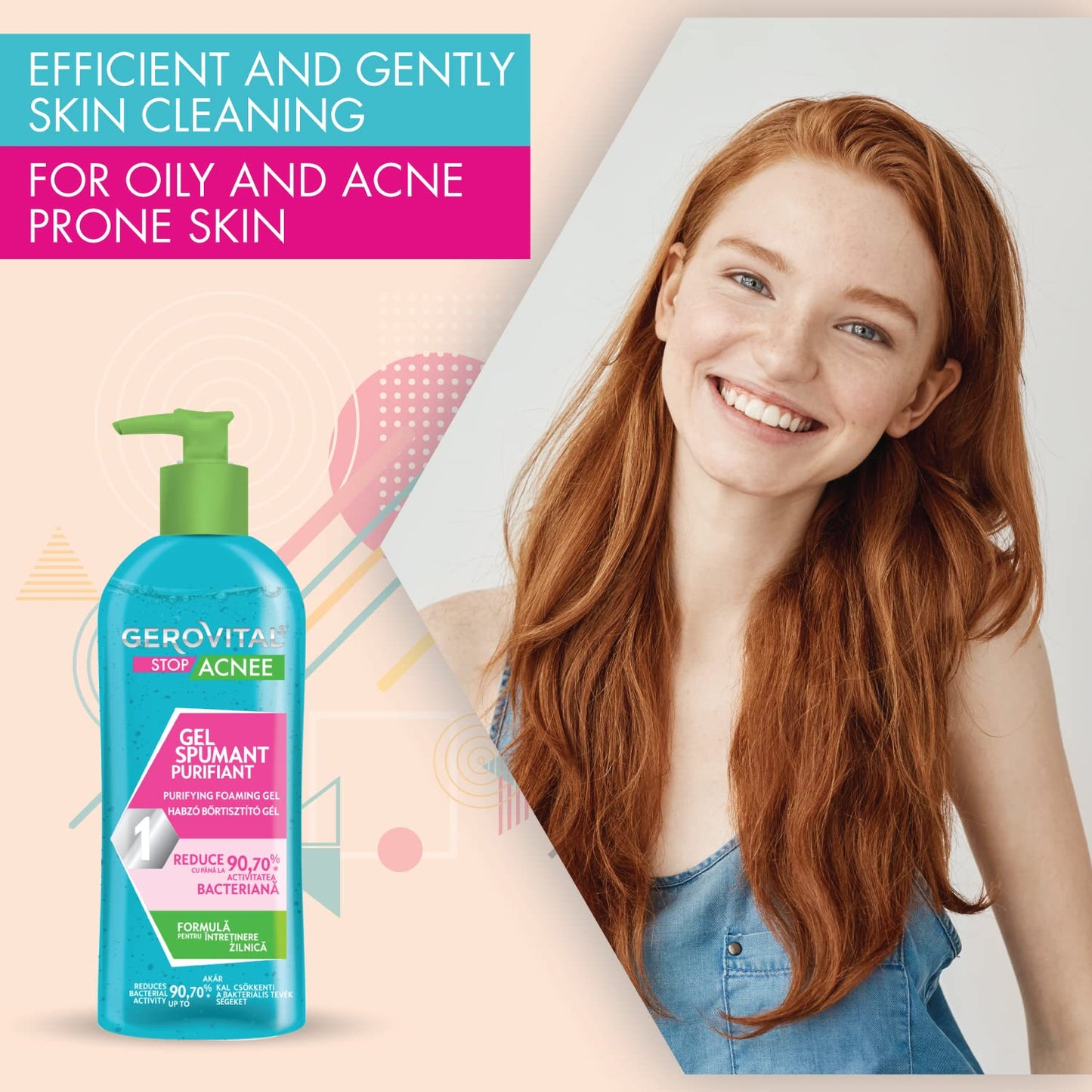 Gerovital STOP ACNE Purifying Foaming Gel – Deep Cleansing Face Wash for Oily and Blemish-Prone Skin, 150ml