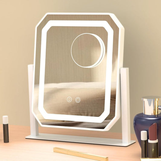 Hollywood Vanity Makeup Mirror - Lighted with 3 Color Modes, 5X Magnification & Smart Touch Control | 12-Inch White