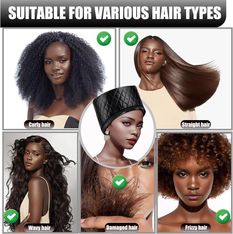 Deep Conditioning Heat Cap - Thermal Steam Hair Treatment for Natural Hair | 10-Level Quick Heating