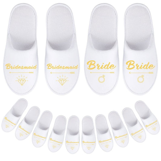Hercicy Wedding Bridesmaid Slippers Set of 7 Bride Disposable Hotel Bridal Shower Spa Slippers for Weddings and Bachelorette Party Decoration