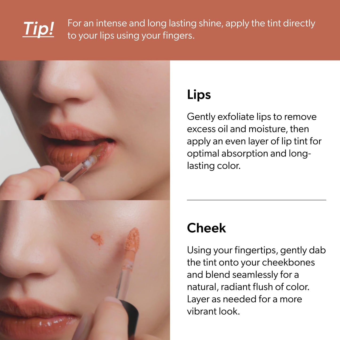 ENTROPY Makeup Glossy Lip Tint – Juicy Glow Line/Non-Sticky Hydrating Lip Gloss Tint, High Shine Finish, Buildable Sheer Color, Lip & Cheek Makeup - Ruby Charm (Neutral Pink)