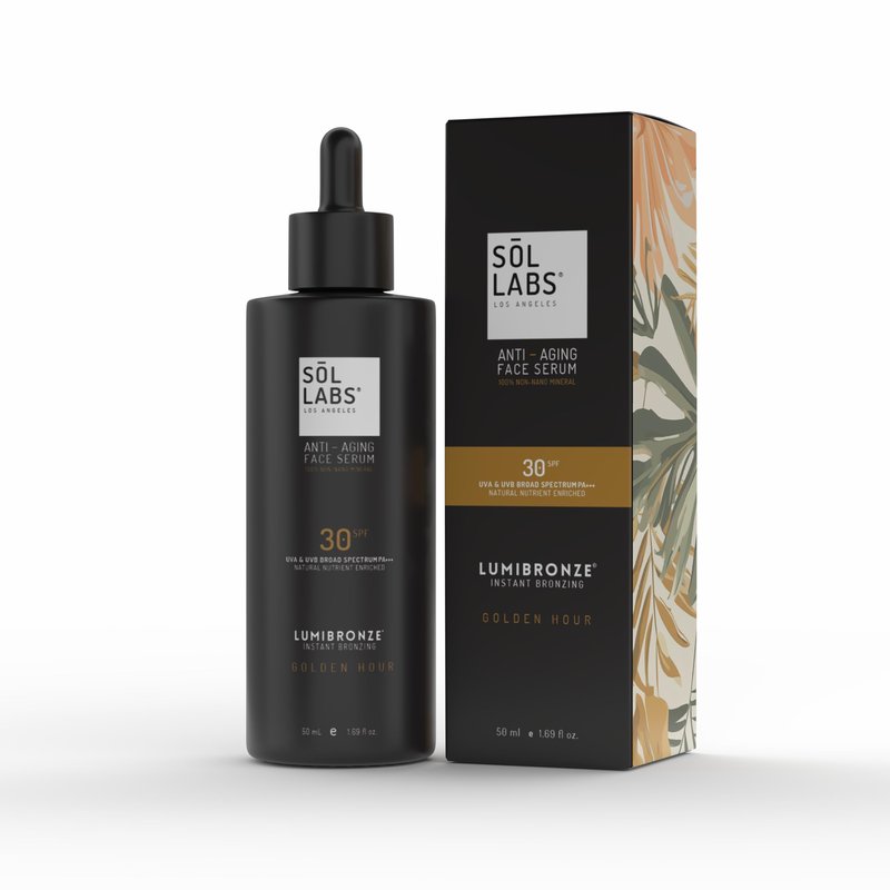 SOL LABS LUMIBRONZE SPF 30 Anti-Aging Bronzing Face Serum - Hydrating Tinted Mineral Sunscreen with Niacinamide, Hyaluronic Acid & Zinc Oxide - Matte, Non-Greasy Finish, Lightweight, Reef-Safe - 50ml