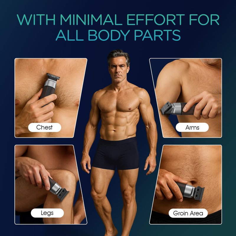 VOYOR Body Hair Trimmer for Men,Electric Razor,Versatile Groin & Body Trimmer,Waterproof and Cordless Shaver, Manscaper for Men, USB-C Charging Groomer,Ceramic Blade Razor Male Grooming HT310 (Black)