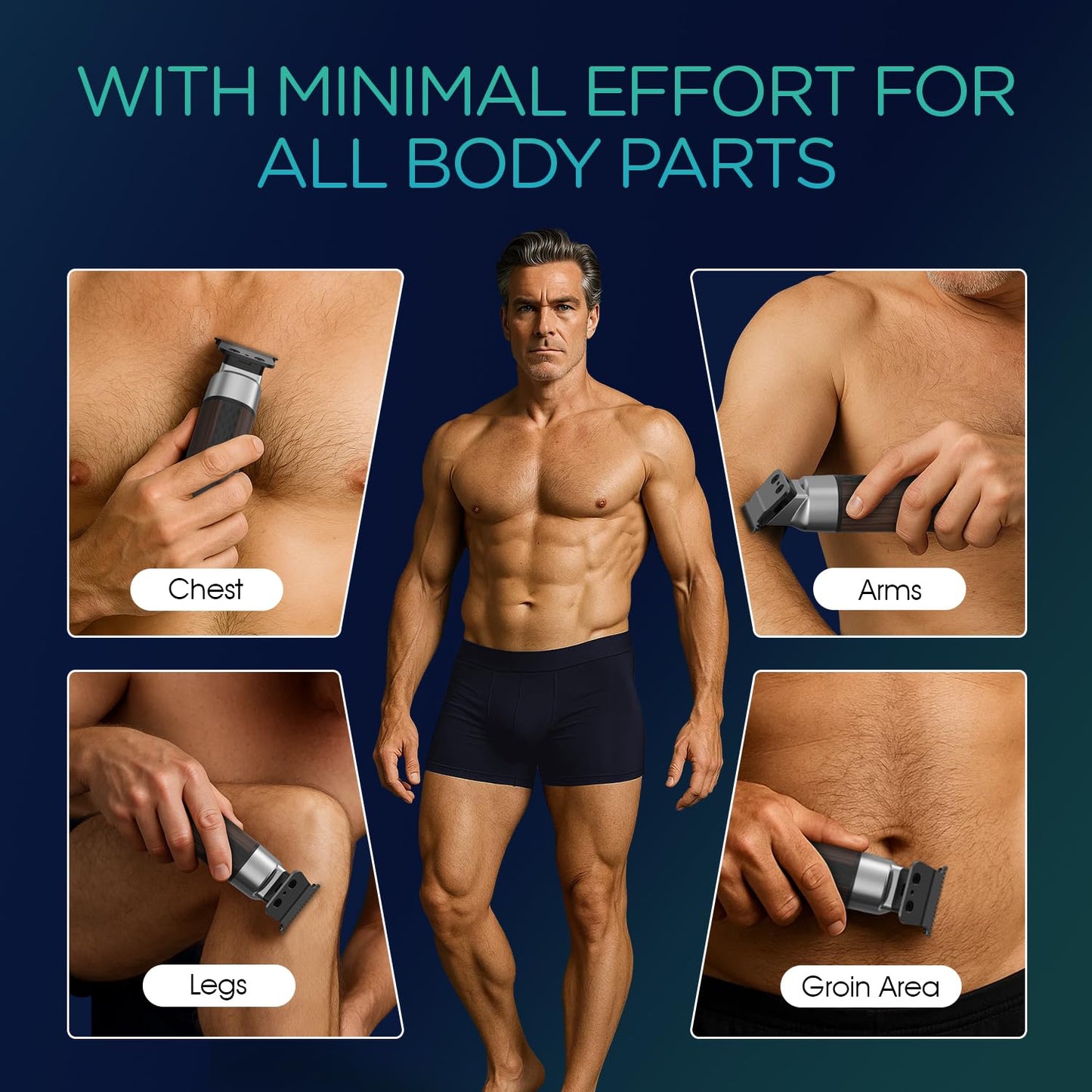 VOYOR Body Hair Trimmer for Men,Electric Razor,Versatile Groin & Body Trimmer,Waterproof and Cordless Shaver, Manscaper for Men, USB-C Charging Groomer,Ceramic Blade Razor Male Grooming HT310 (Black)