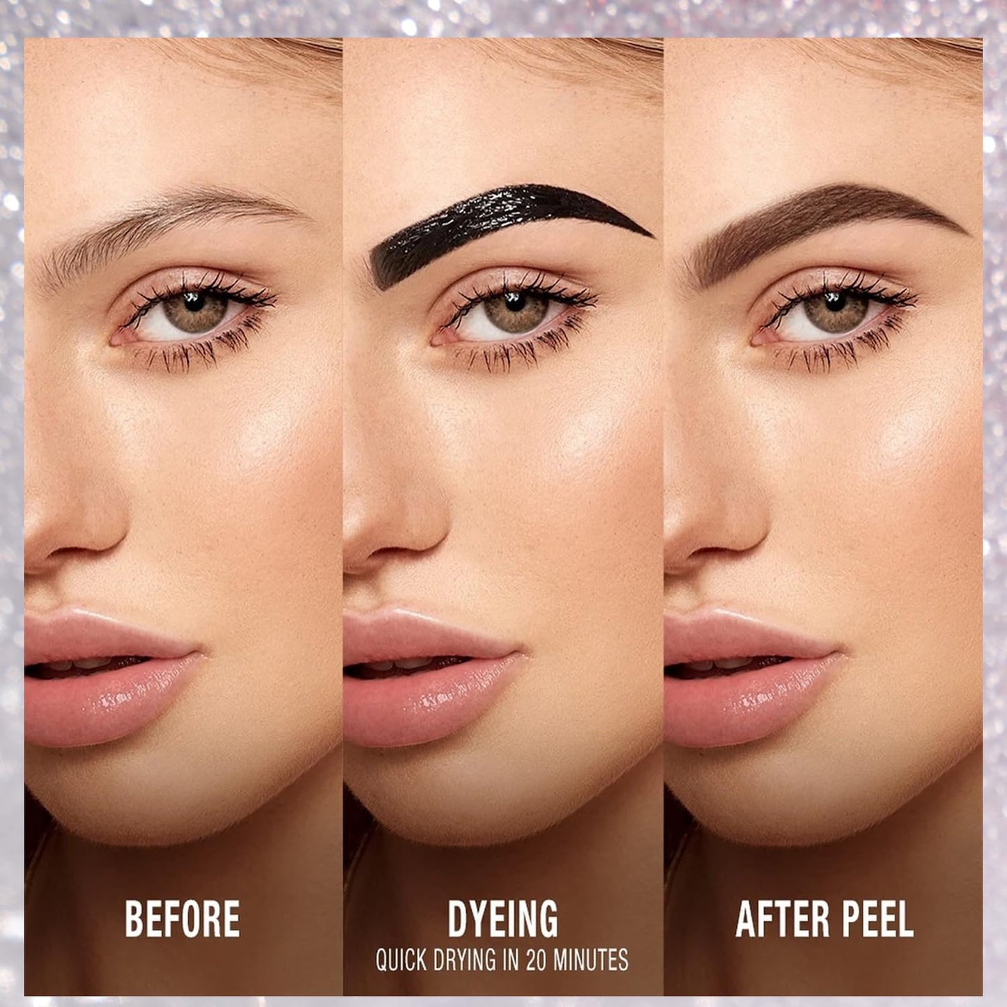 JUAAZIN Espresso Peel Off Brow Tinting Gel with Tweezer - Long-Lasting Tattoo Eyebrow Dye, Waterproof Sweatproof Smudge-Proof Transfer-Resistant Brow Filler Gel, Multi-Day Wear At-Home Brow Tint 04#