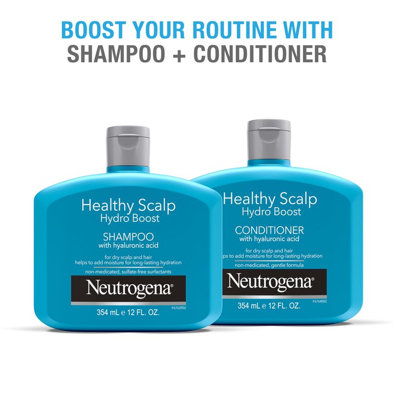 Neutrogena Healthy Scalp Hydro Boost Shampoo & Conditioner Set with Hyaluronic Acid, Hydrating Shampoo & Conditioner Helps Add Moisture to Dry Scalp & Dry Hair, Non-Medicated, 2 x 12 fl. oz