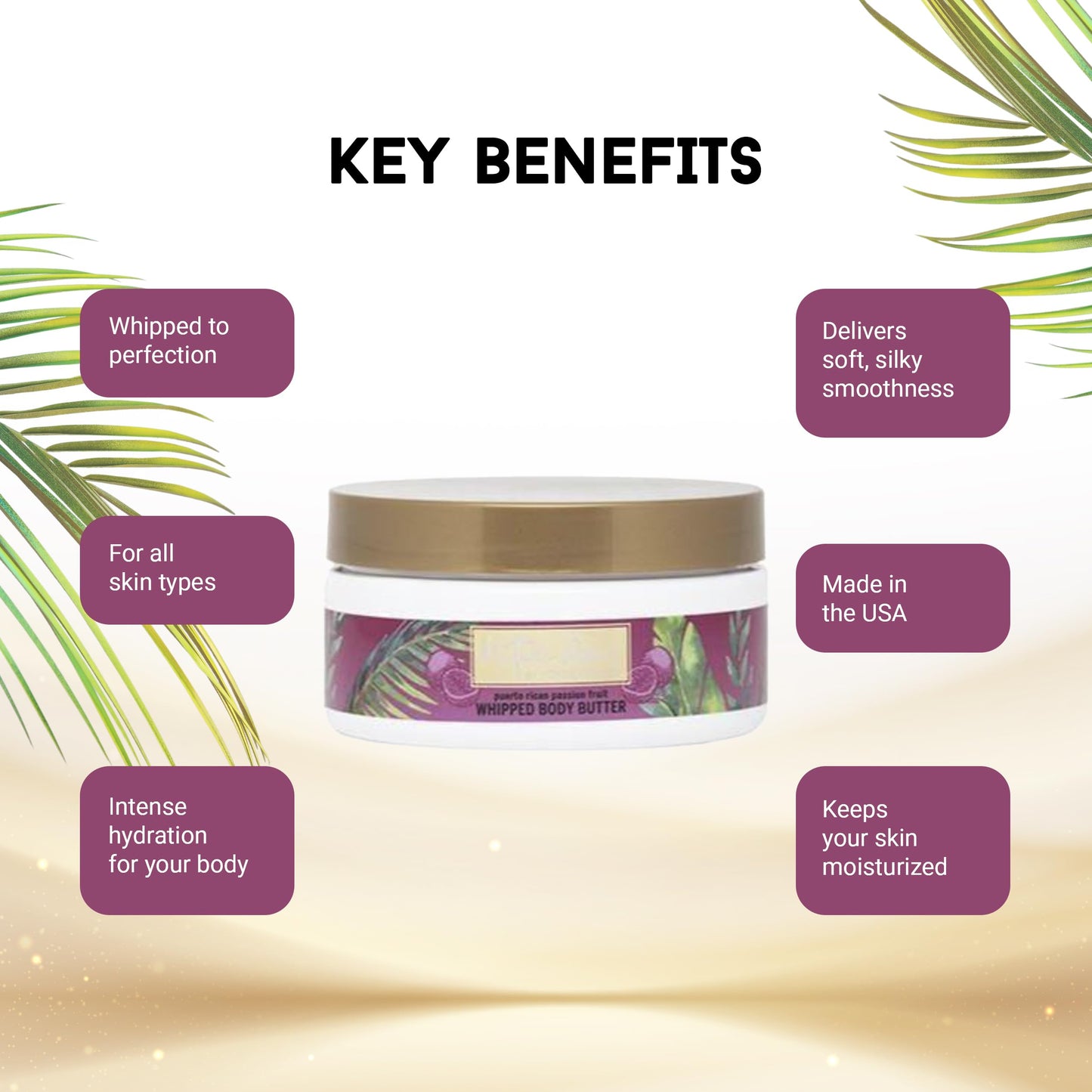 Joyce Giraud Natura Amor Whipped Body Butter, Puerto Rican Passion Fruit, Extra Creamy, Ultra Hydrating, Non-Greasy, 8 Oz