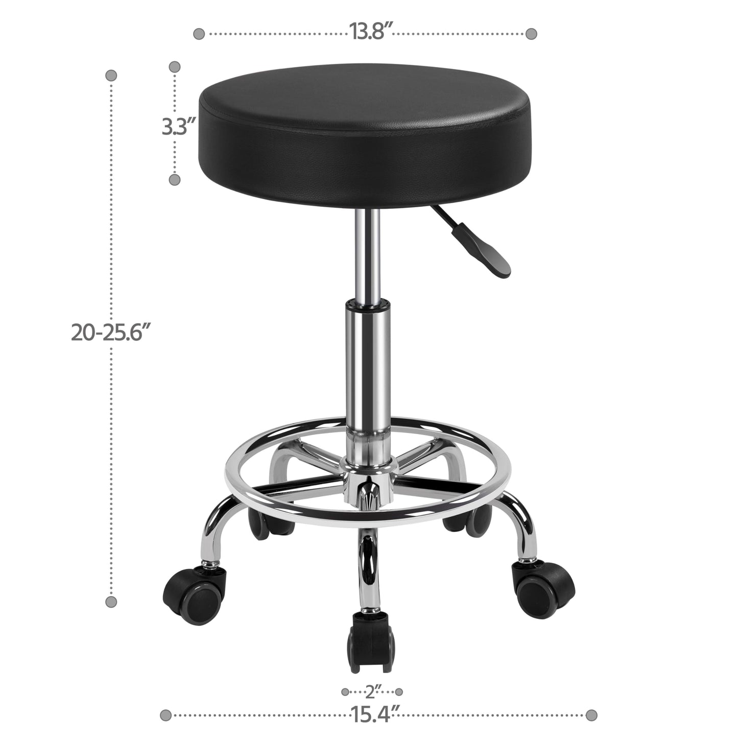 Yaheetech Adjustable Rolling Stool with Wheels Salon Spa Tattoo Chair Black