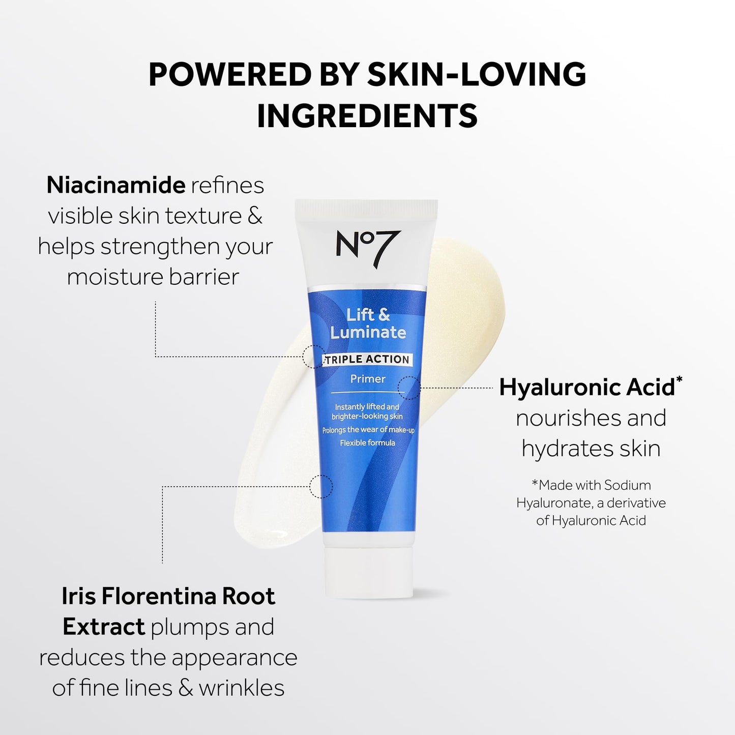 No7 Lift & Luminate Primer - Hydrating Primer with Niacimamide - Creates Smooth Base for Makeup Application & Illuminates Skin Glow (30ml)