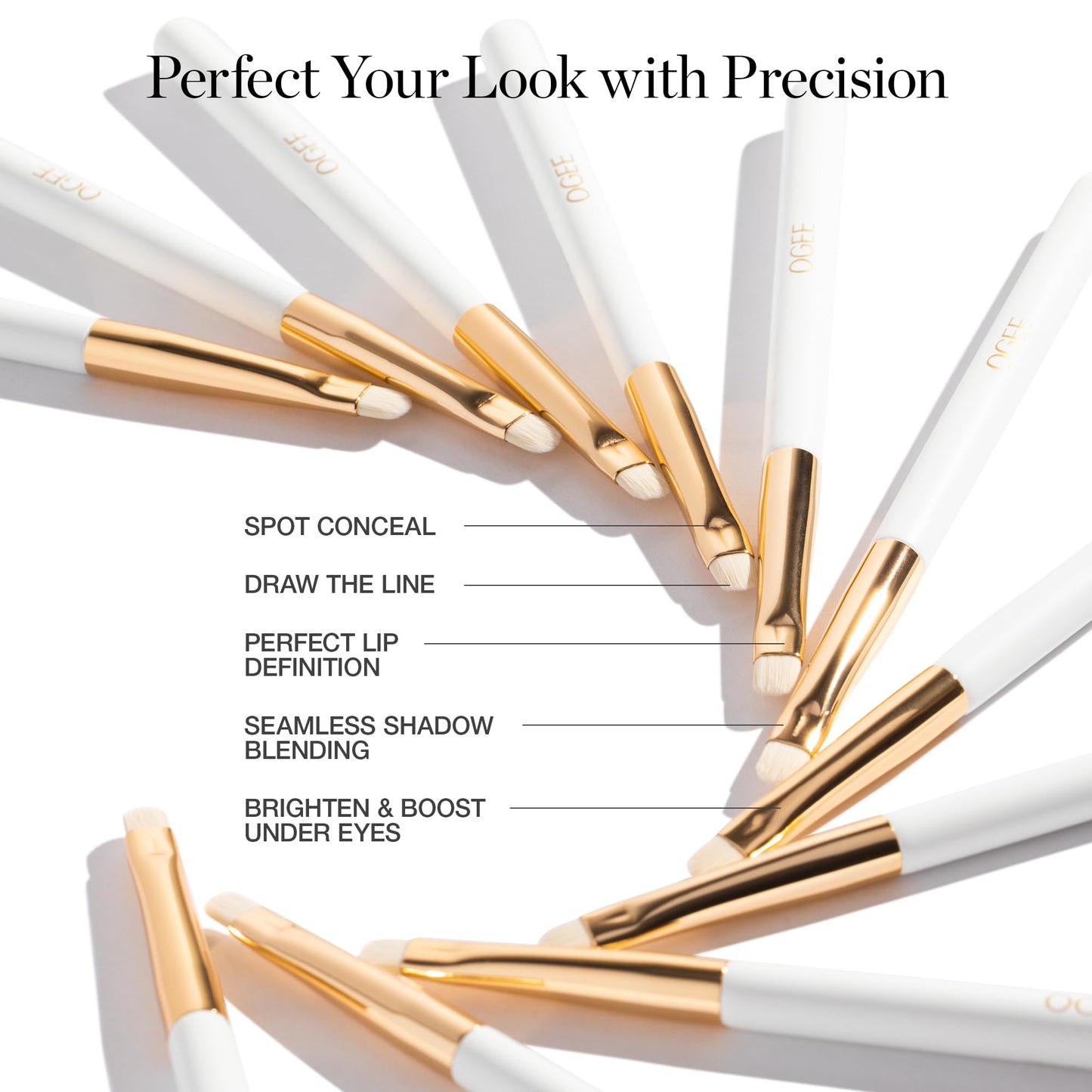 Ogee Precision Brush - Professional Quality, Ultra-Soft Tapered Vegan Bristles for Flawless Makeup Application